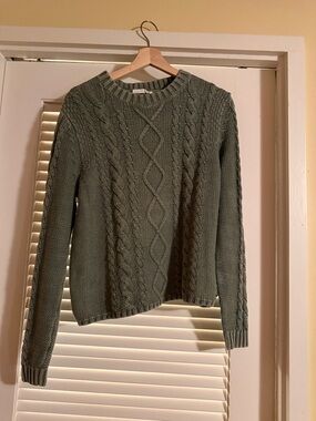 Carve Designs Light Sage Cable Knit Sweater